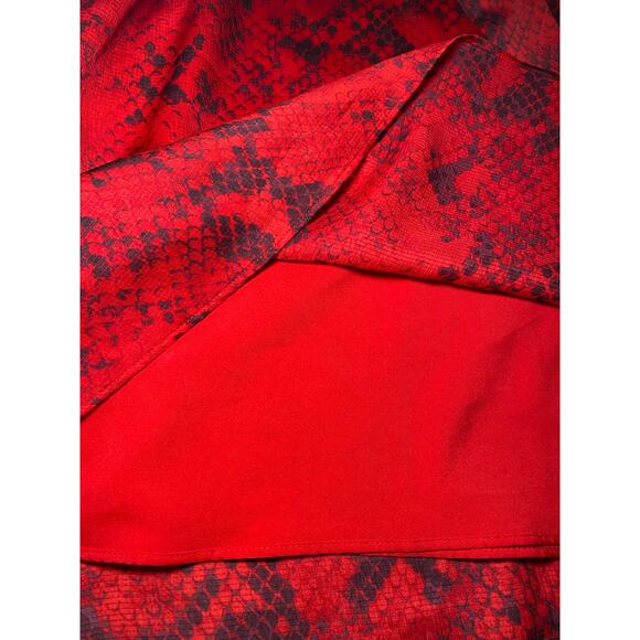Ann Taylor - Red Snakeskin Ruffle Wrap Dress - XS - Picture 12 of 14